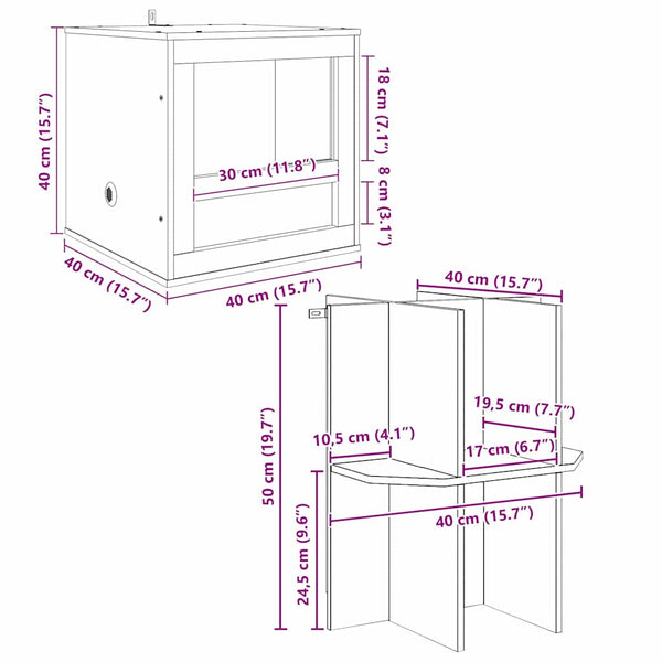 OSB Terrarium Braun 40x40x90cm