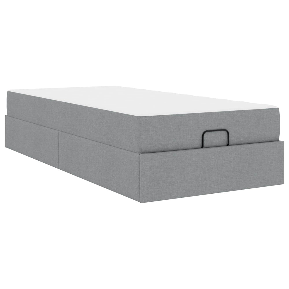 vidaXL Cadre de lit avec matelas 2 pcs Gris clair Tissu