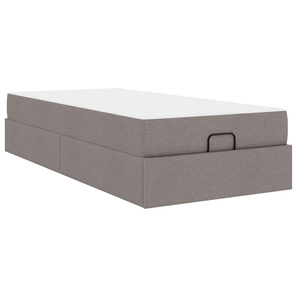 vidaXL Cadre de lit avec matelas 2 pcs Tissu taupe