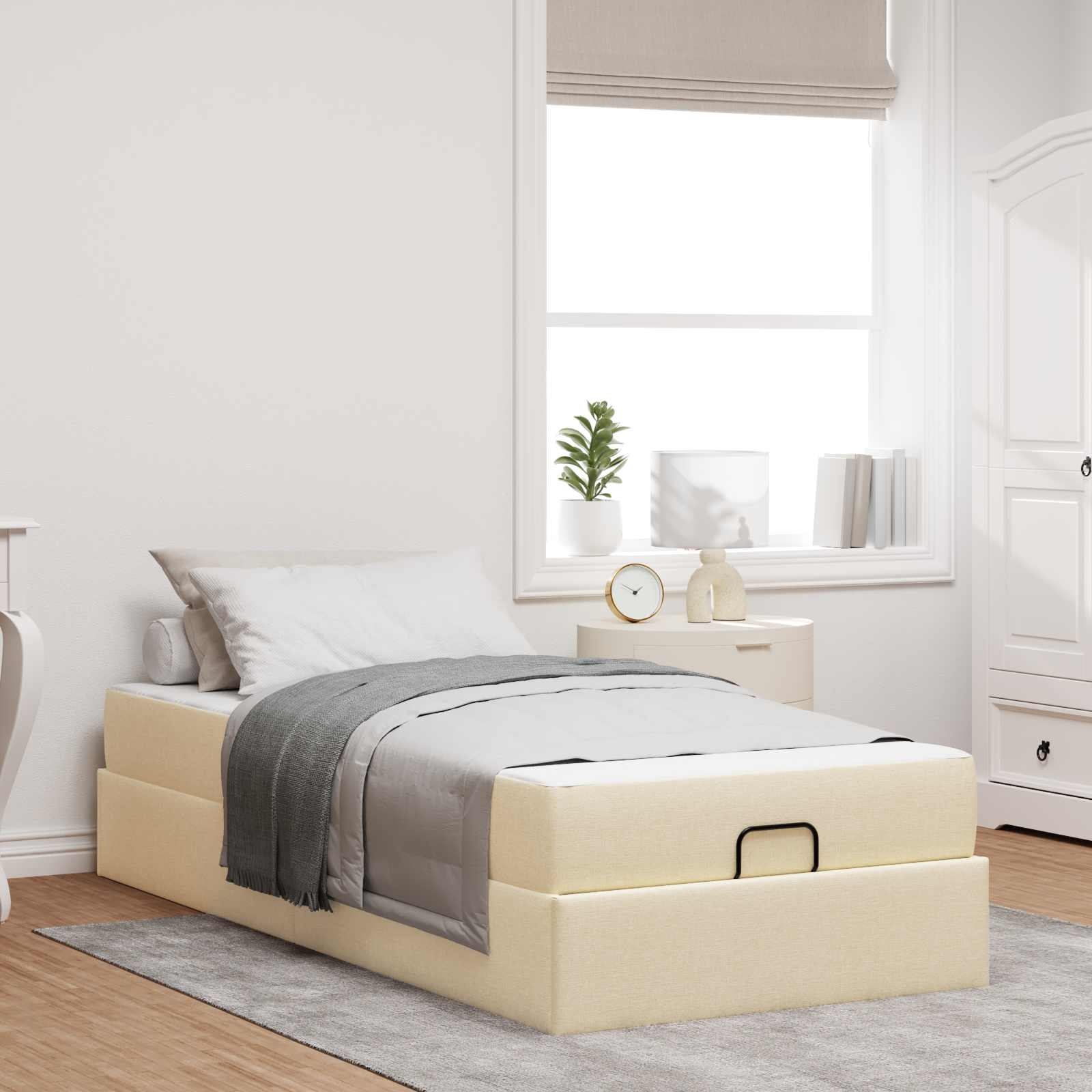 Bettgestell mit Matratze Creme