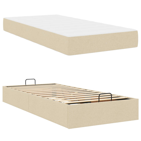 Bettgestell mit Matratze Creme
