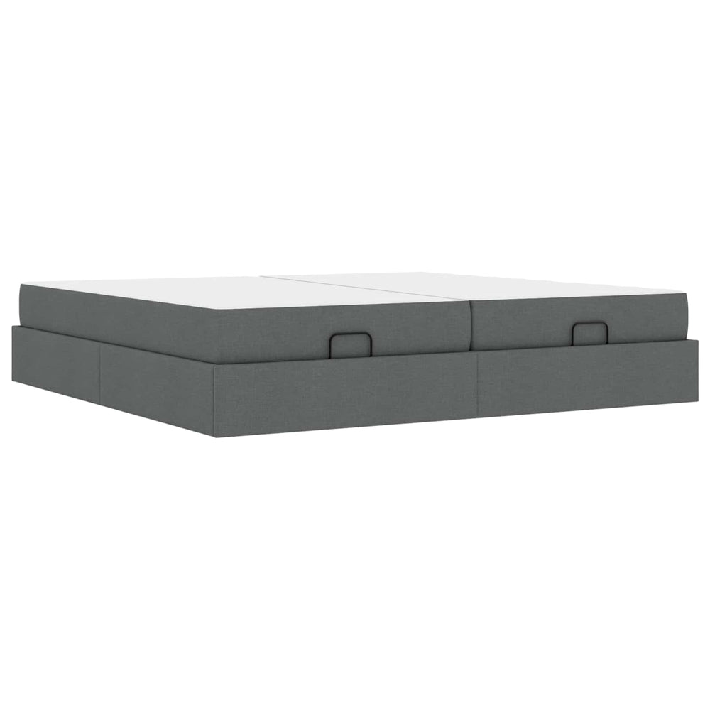vidaXL Cadre de lit avec matelas 2 pcs gris foncé Tissu