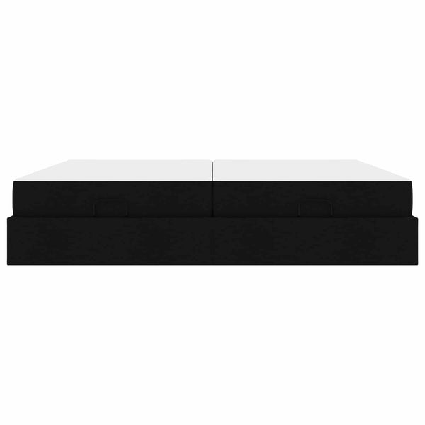 Bettgestell mit Matratze Schwarz Stoff 2tlg