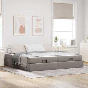 Bettgestell mit Matratze Taupe Stoff