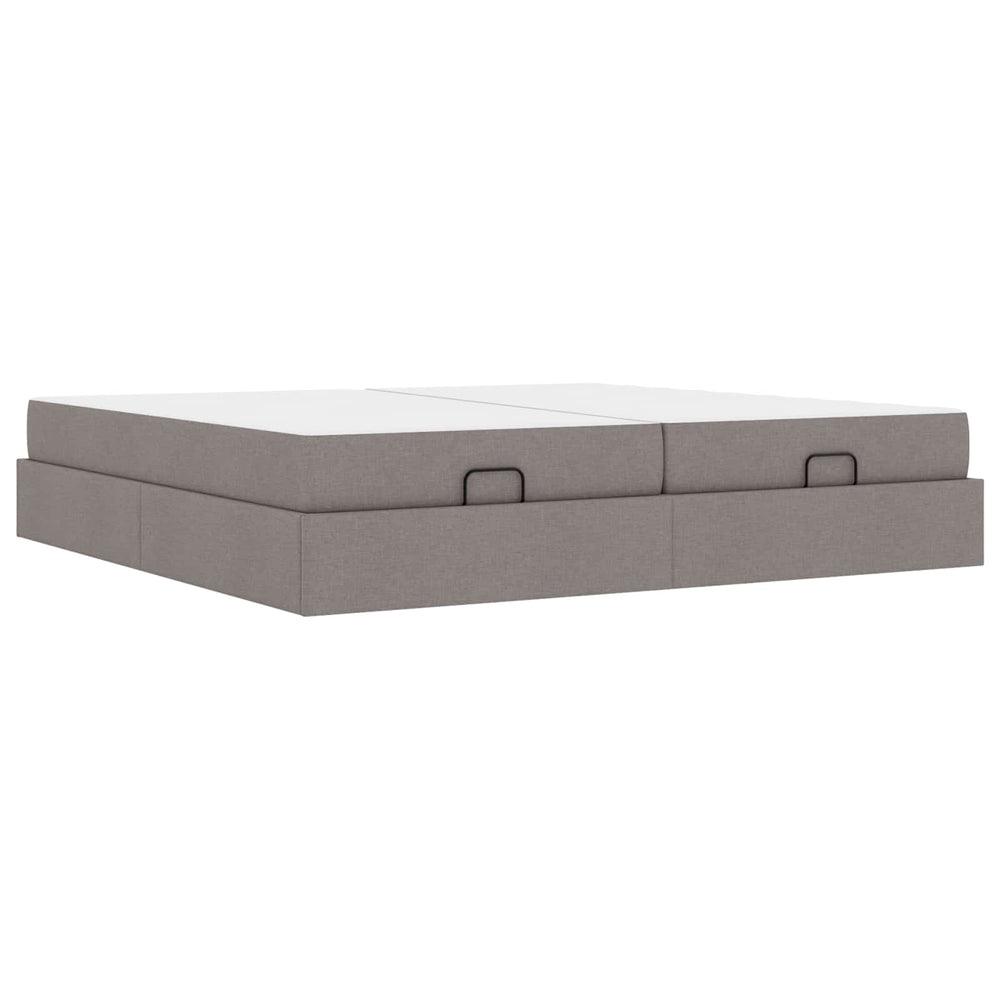 vidaXL Cadre de lit avec matelas 2 pcs tissu taupe