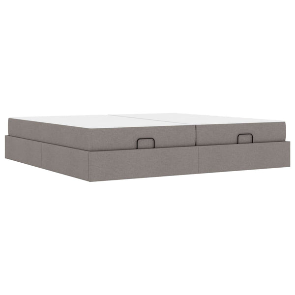 Bettgestell mit Matratze Taupe Stoff