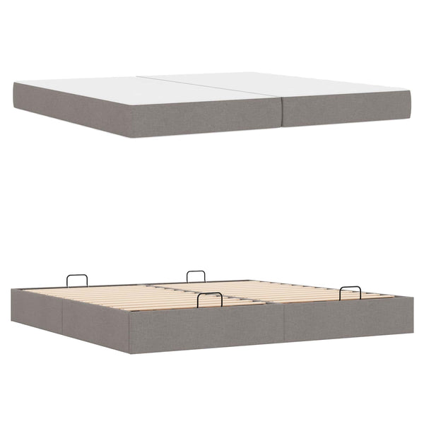 Bettgestell mit Matratze Taupe Stoff