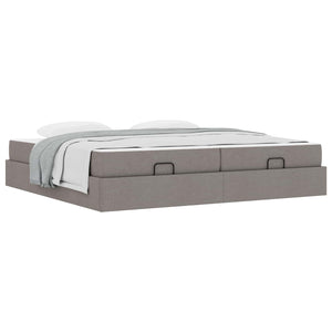 Bettgestell mit Matratze Taupe Stoff