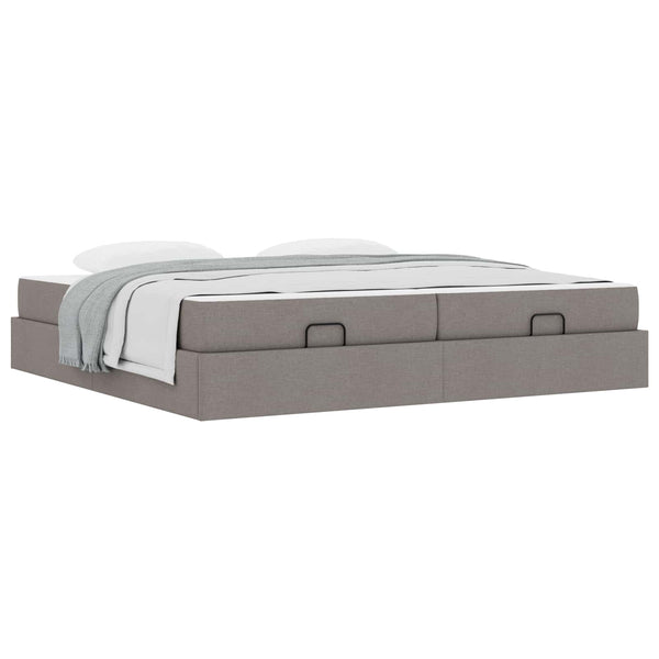 Bettgestell mit Matratze Taupe Stoff