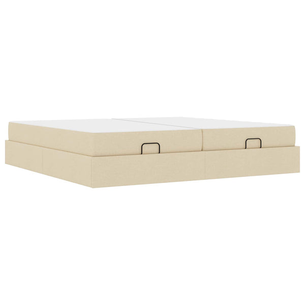Bettgestell mit Matratze Creme Stoff