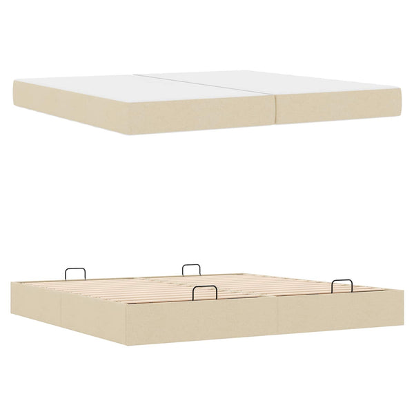 Bettgestell mit Matratze Creme Stoff