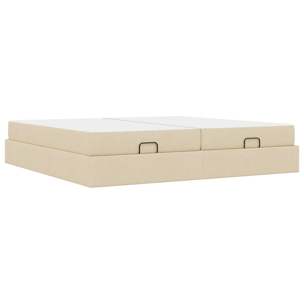 Bettgestell mit Matratze Creme Stoff