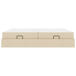 Bettgestell mit Matratze Creme Stoff