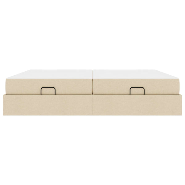 Bettgestell mit Matratze Creme Stoff