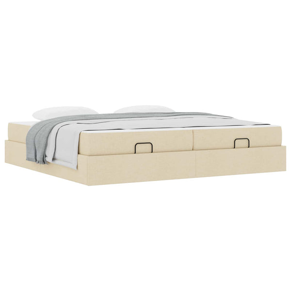 Bettgestell mit Matratze Creme Stoff