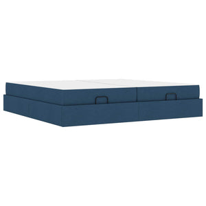 Bettgestell mit Matratze Blau Stoff 2-tlg