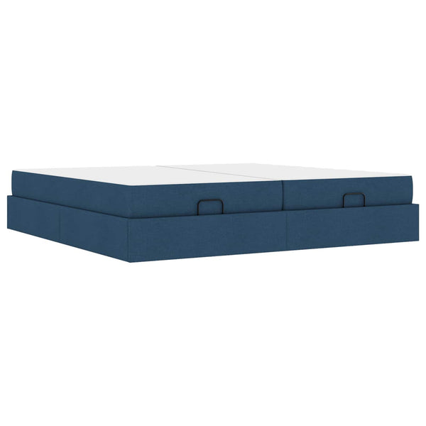 Bettgestell mit Matratze Blau Stoff 2-tlg