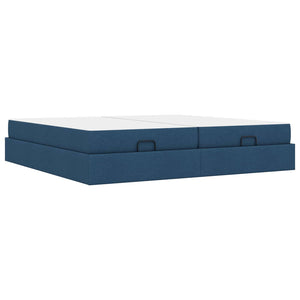 Bettgestell mit Matratze Blau Stoff 2-tlg