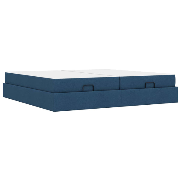 Bettgestell mit Matratze Blau Stoff 2-tlg