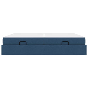 Bettgestell mit Matratze Blau Stoff 2-tlg