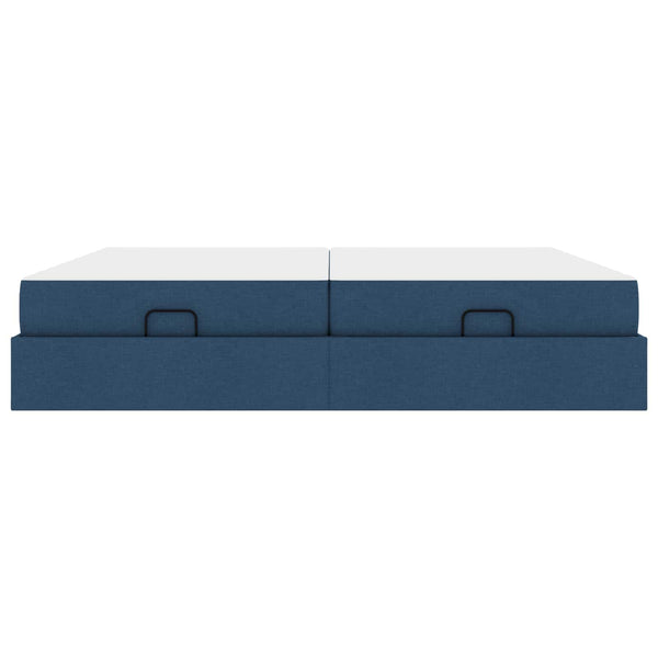 Bettgestell mit Matratze Blau Stoff 2-tlg