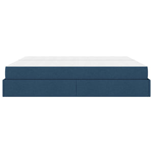 Bettgestell mit Matratze Blau Stoff 2-tlg