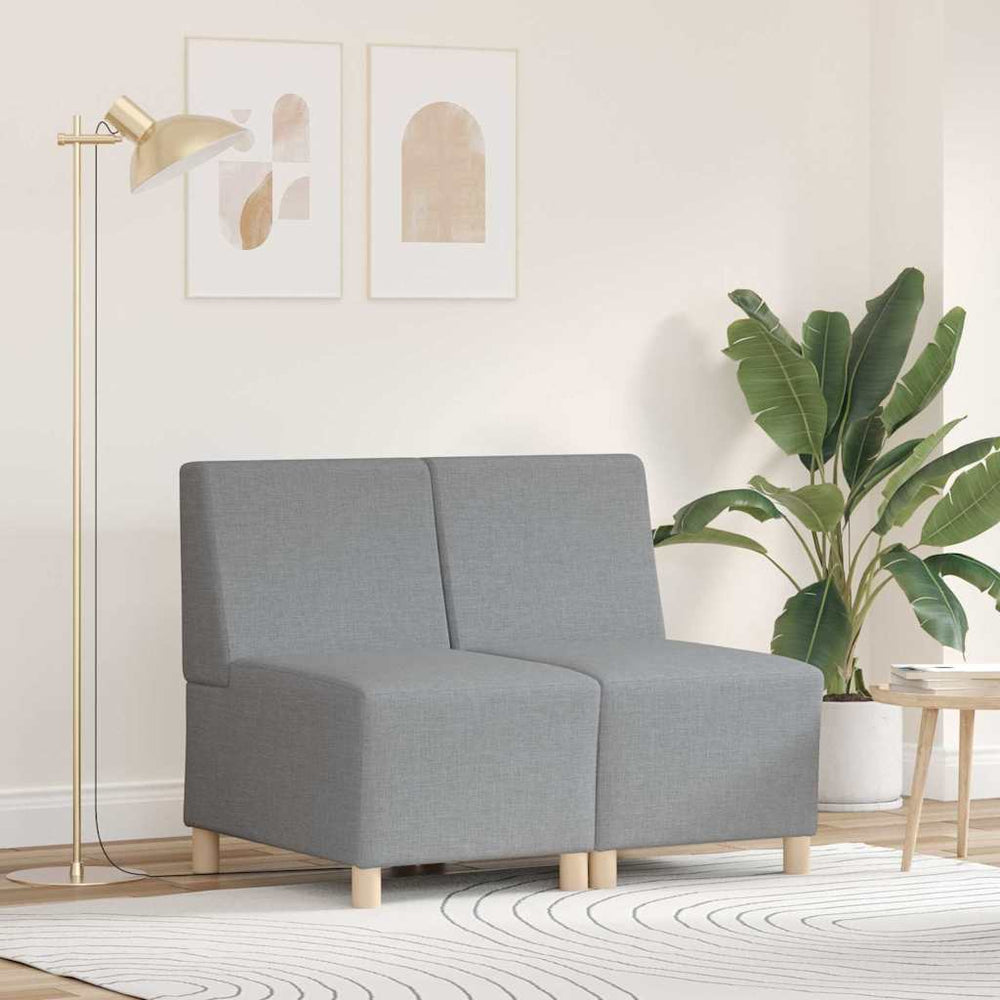 Modulares armfreies Sofa, hellgrau, 2er-Set