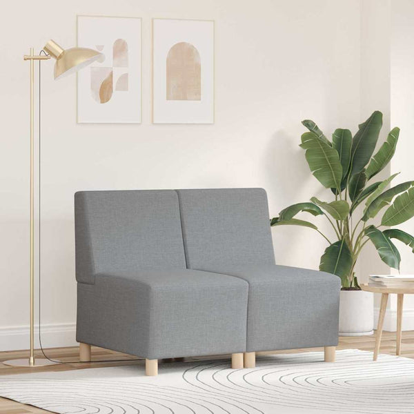 Modulares armfreies Sofa, hellgrau, 2er-Set
