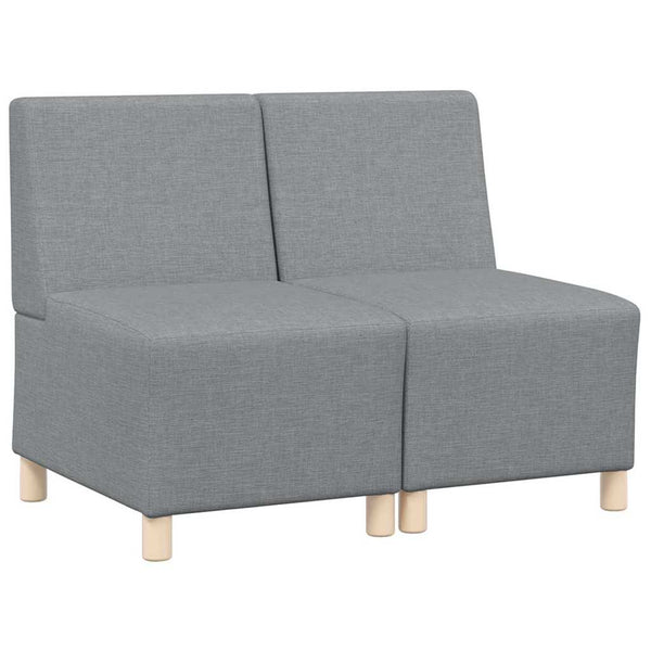 Modulares armfreies Sofa, hellgrau, 2er-Set