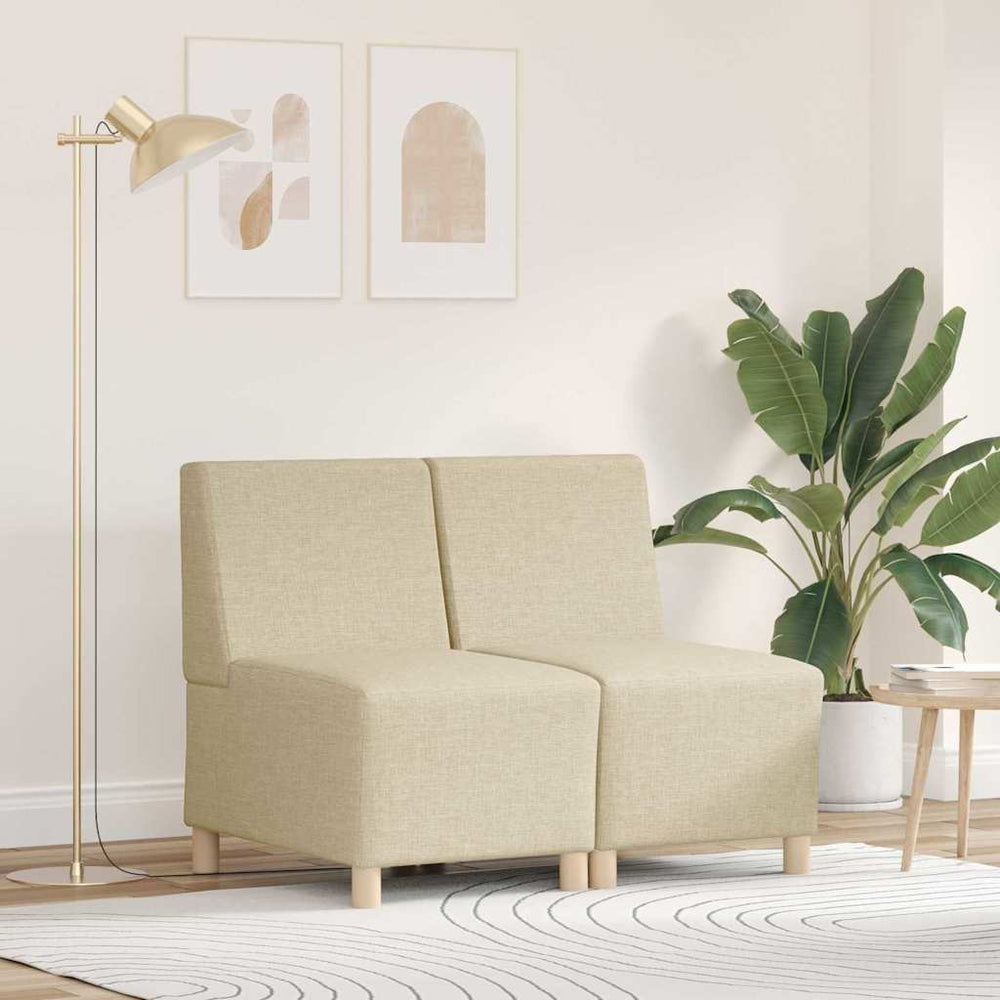 Modulares armloses Sofa, 2er-Set, Creme