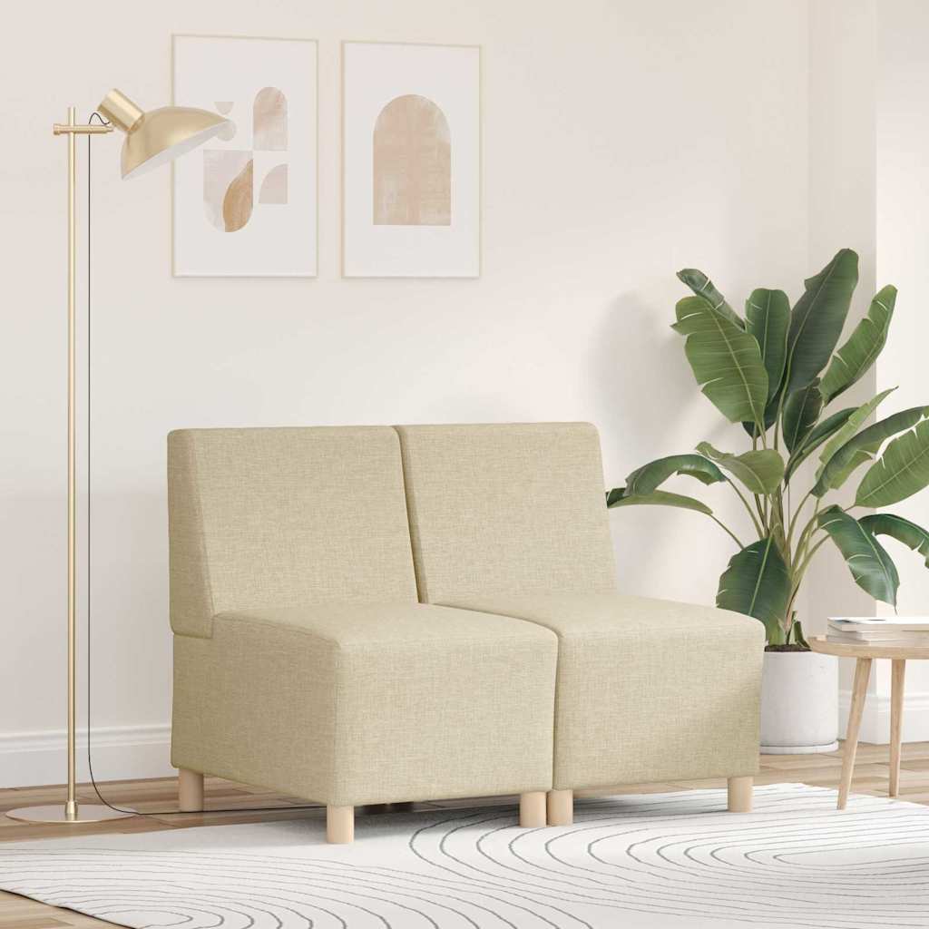Modulares armloses Sofa, 2er-Set, Creme
