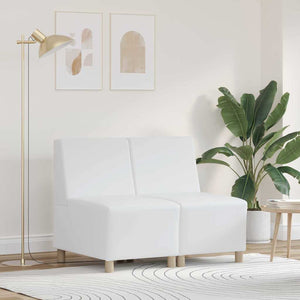 Modulares armfreies Sofa, 2-teilig, Weiß Kunstleder