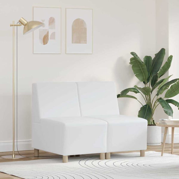 Modulares armfreies Sofa, 2-teilig, Weiß Kunstleder