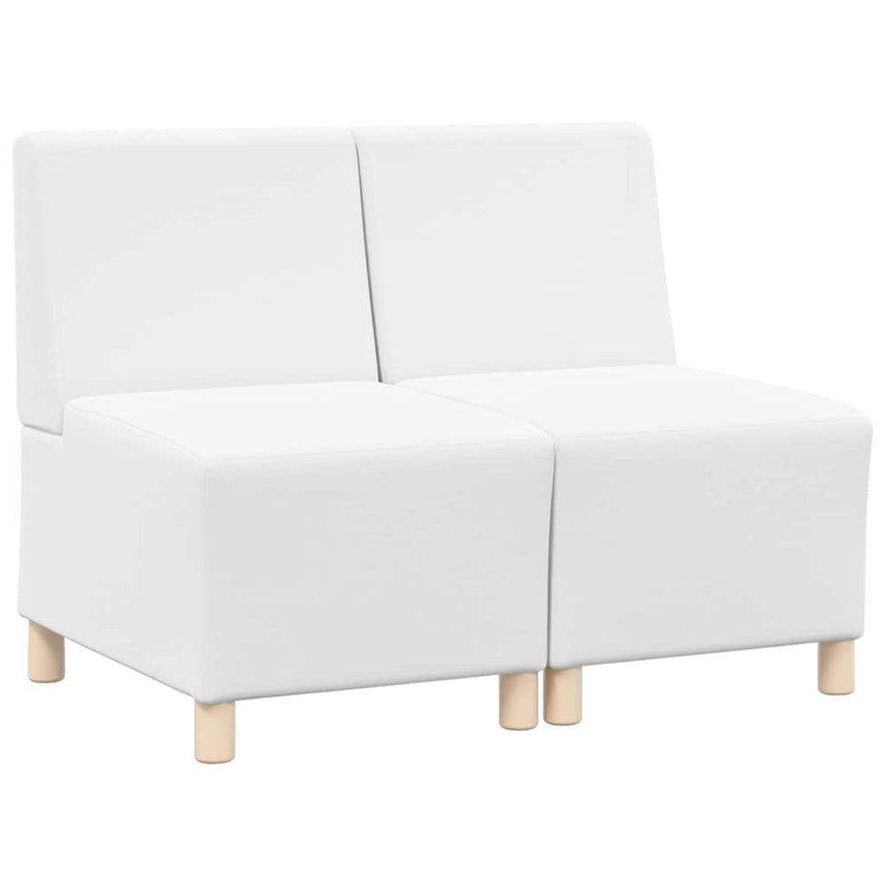 Modulares armfreies Sofa, 2-teilig, Weiß Kunstleder