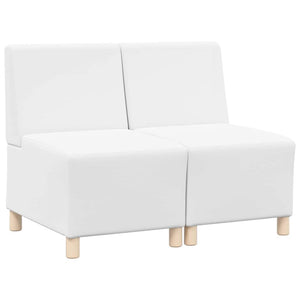 Modulares armfreies Sofa, 2-teilig, Weiß Kunstleder