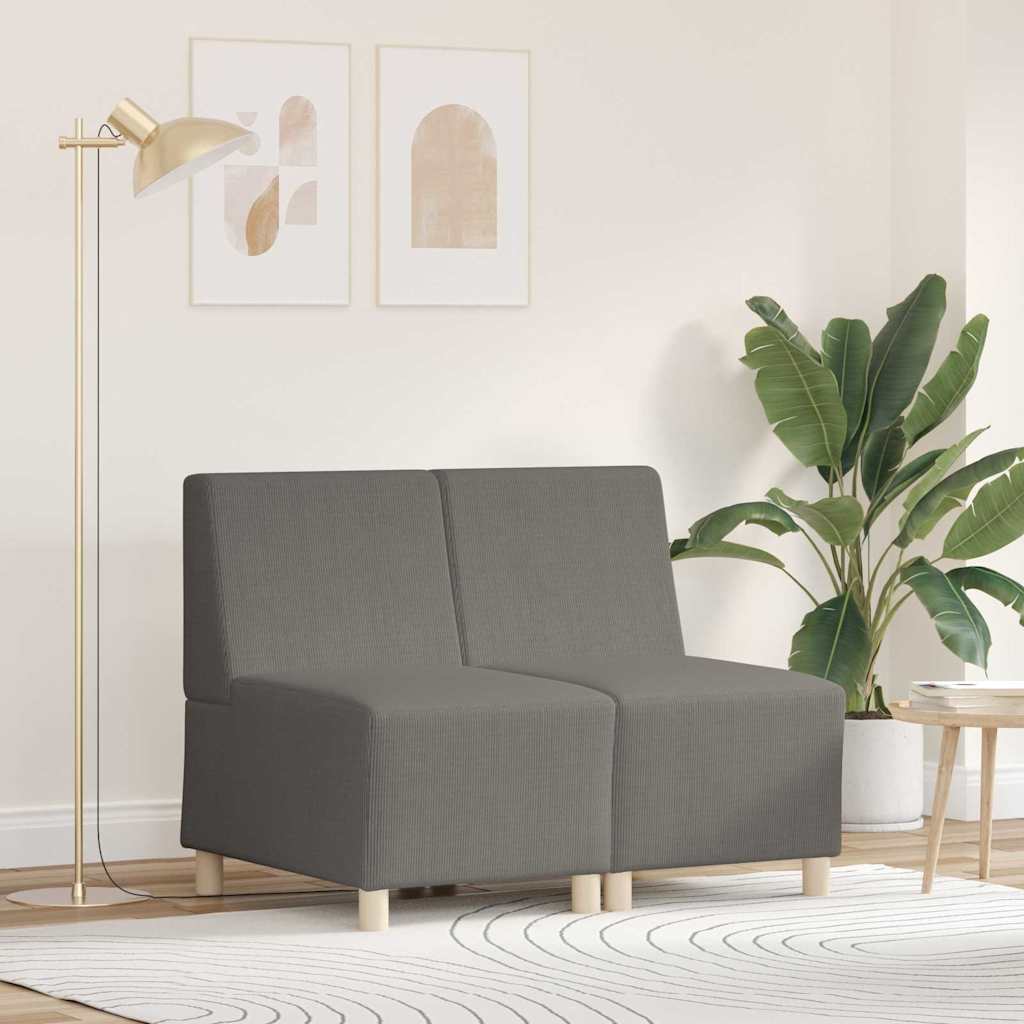 Modulares Armloses Sofa, 2er Set, Hellgrau