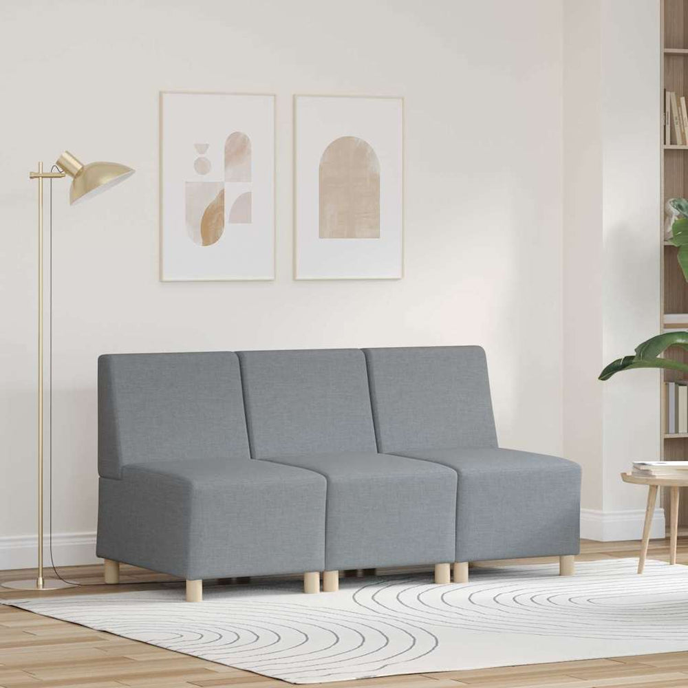 Modulares armfreies Sofa, hellgrau, 3-teilig