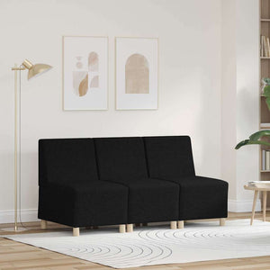 Modulares armloses Sofa, 3-teilig, Schwarz