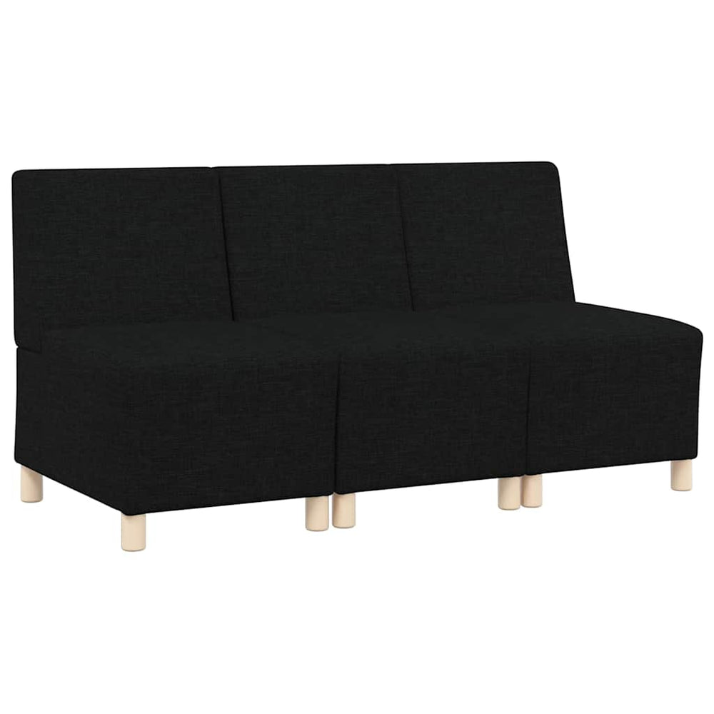 Modulares armloses Sofa, 3-teilig, Schwarz