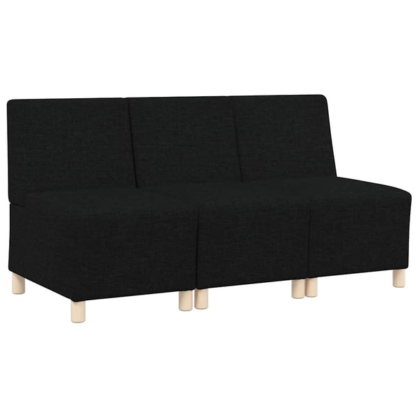Modulares armloses Sofa, 3-teilig, Schwarz