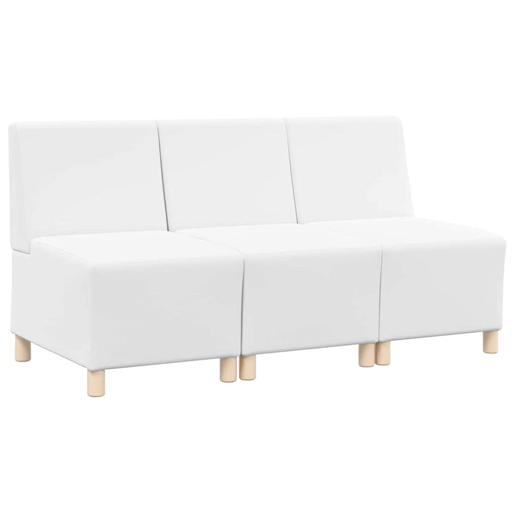 Modulares Armfreies Sofa Weiß Kunstleder 3er Set