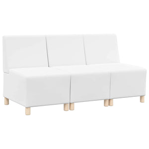 Modulares Armfreies Sofa Weiß Kunstleder 3er Set