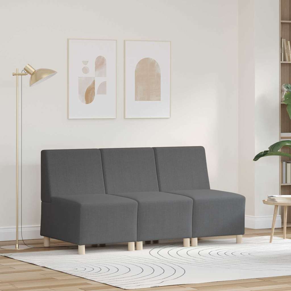 Modulares armloses Sofa, 3-teilig, Dunkelgrau