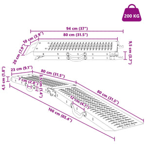 Faltbare Auffahrrampen, 2er Set, 200kg