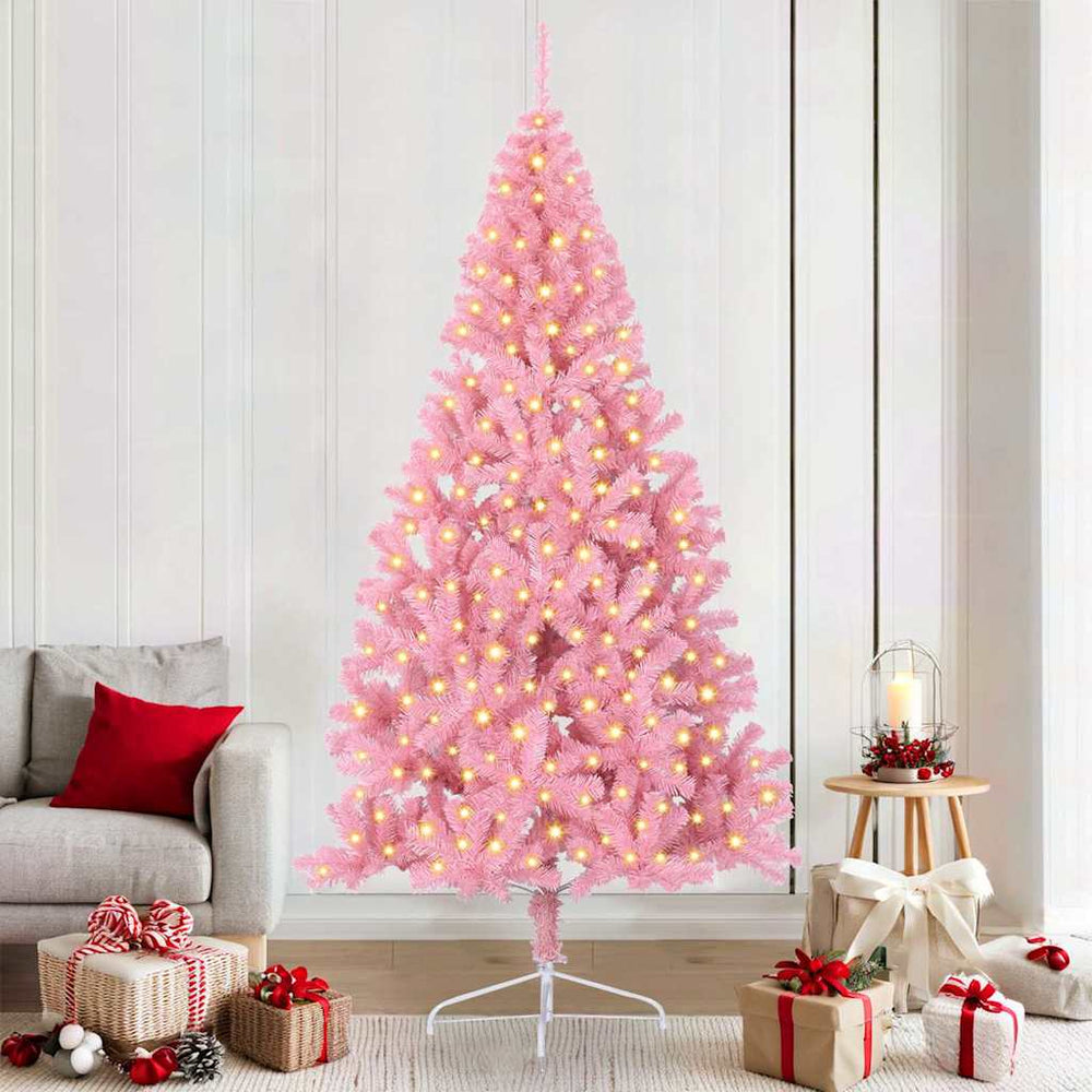 Rosa Weihnachtsbaum Künstlich Vorbeleuchtet 210cm