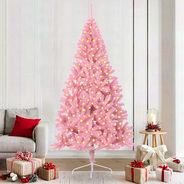Rosa Weihnachtsbaum Künstlich Vorbeleuchtet 210cm