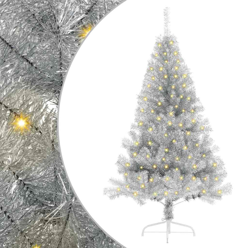 Künstlicher Weihnachtsbaum Silber Vorbeleuchtet 150cm