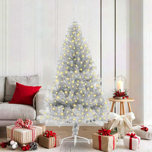 vidaXL Sapin de Noël artificiel pré-éclairé Argent 180 cm PET