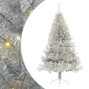 vidaXL Sapin de Noël artificiel pré-éclairé Argent 180 cm PET