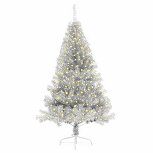 vidaXL Sapin de Noël artificiel pré-éclairé Argent 180 cm PET